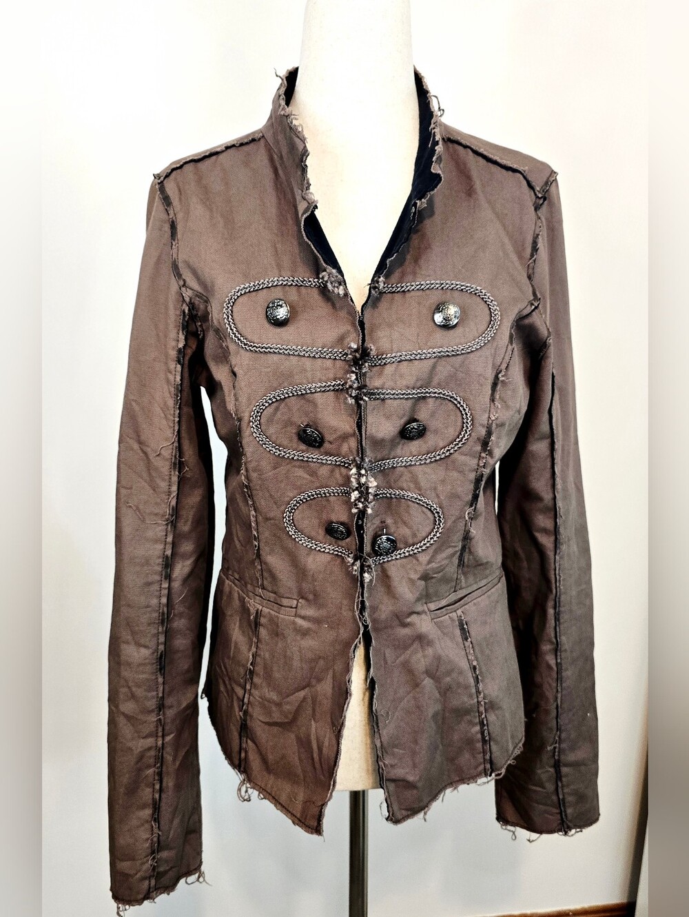 BKE Victorian Military Jacket Goth Steampunk Raw Edge Emo Grunge Punk Parade - Picture 2 of 12